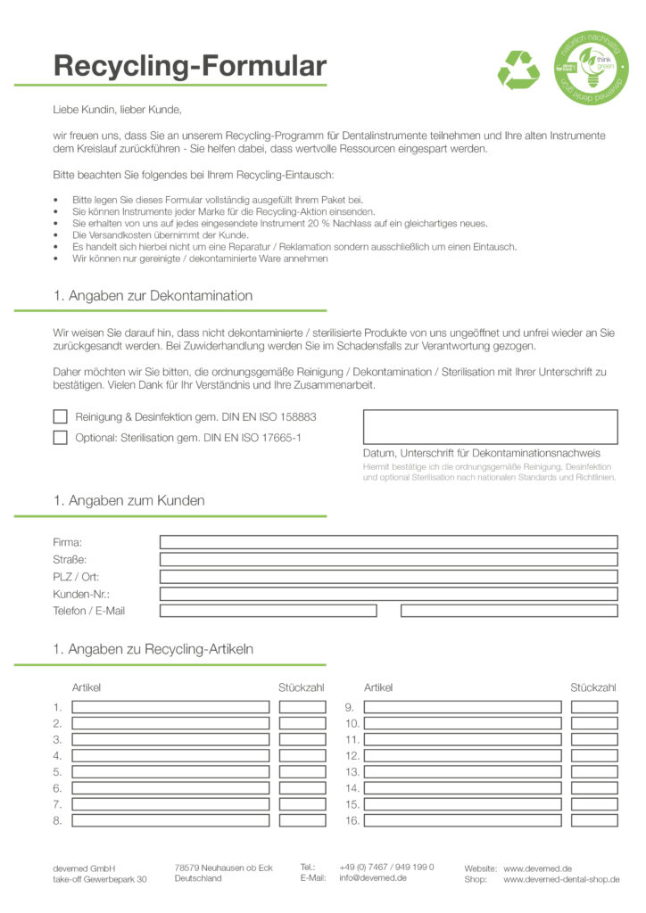 Recycling Formular